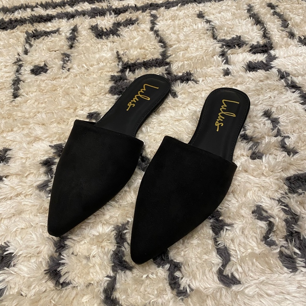 Black Suede Pointed Toe Flats